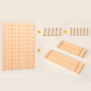 प्राकृतिक ठोस लकड़ी पेगबोर्ड दीवार आयोजक पेग बोर्ड दीवार शेल्फ फांसी भंडारण प्रदर्शन रैक आयोजक - Product Image 4