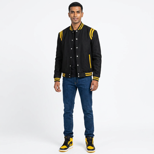 Custom Color <b>Long</b> Sleeve Patch Chenille Embroidery Stand Front 100% Cotton Streetwear Letterman Varsity <b>Jacket</b> for <b>Men</b> Women - Product Image 1