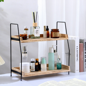 Estante de Almacenamiento Vertical de Madera de 2 Niveles para Escritorio, Baño y Cocina, para Cosméticos - Product Image 3