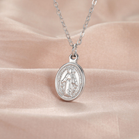 Collier vintage en acier inoxydable représentant la Vierge Marie pour femmes, accessoire de chaîne à maillons catholique chrétien, idée cadeau