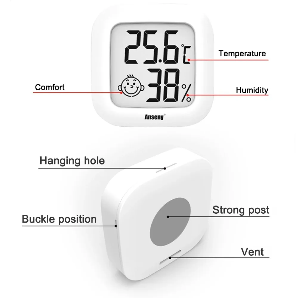 Mini LCD Digital Thermometer Hygrometer Indoor Room Temperature Humidity Meter Sensor Gauge Weather Station