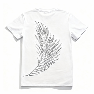 T-shirt personnalisé de haute qualité pour homme, col rond, tricoté, manches courtes, avec motif graphique en strass et diamants, 100% coton, impression de logo, décontracté, 180g - Product Image 2