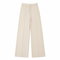 Pantalon tricoté décontracté ample taille haute élastique à jambes larges pour femme, en nylon et coton, couleur unie, style automne, vente en gros sur mesure ODM
