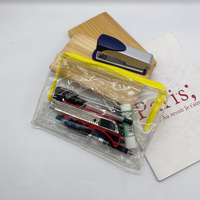 Trousse à crayons transparente en PVC grande capacité, résistante à l'eau, durable et portable pour les examens des élèves du collège