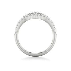 Solid 18K White Gold Chevron Wishbone <b>Ring</b>, Prong & Pave Set Lab Grown <b>Diamond</b> V Shape Stackable Wedding Band for Women - Product Image 2