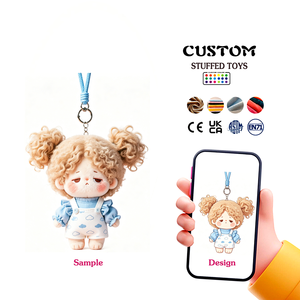 Gantungan Kunci Boneka Plush Pendek Berambut Hitam Custom, Penjualan Langsung Pabrik, Kain Lembut, Gantungan Kunci Boneka Plush Berkualitas Tinggi Custom - Product Image 2