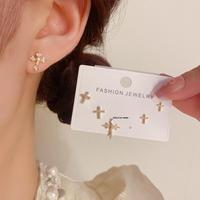Ensemble de boucles d'oreilles en zircon plaqué or 18 carats Resoul, boucles d'oreilles religieuses chrétiennes S925, petites boucles d'oreilles à clous pour femmes
