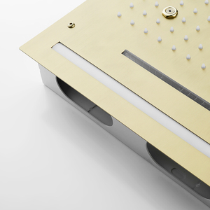 Juego de mezclador de ducha montado en el techo de lujo, juego de ducha de baño con cascada Led, grifo termostático de baño de fácil Control, ducha - Product Image 5