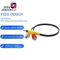 Vente en gros 25cm 3.5mm prise jack 3 RCA adaptateur câble AUX mâle femelle Audio vidéo AV câble fil pour DVD TV Din Stock câble Rca mâle