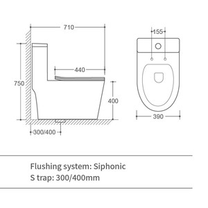 光沢のあるホワイト米国ヨーロッパ標準Wc衛生陶器サイフォン水クローゼット浴室カップセラミックワンピーストイレ - Product Image 2