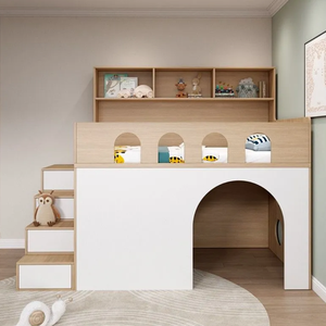 Nuovo Design <span class=keywords><strong>Letto</strong></span> Matrimoniale di Lusso in Legno per Bambini, Arredamento Camera da <span class=keywords><strong>Letto</strong></span> <span class=keywords><strong>con</strong></span> Scivolo ad Arco e Scale <span class=keywords><strong>con</strong></span> Vano Contenitore - Product Image 2