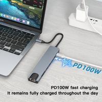 Station d'Accueil UNIEAN PD100W Hub USB-C 8 en 1, Hub USB-C UHD 4K30Hz USB 3.0 Multi-Répartiteur pour iPhone vers PC et Réseau