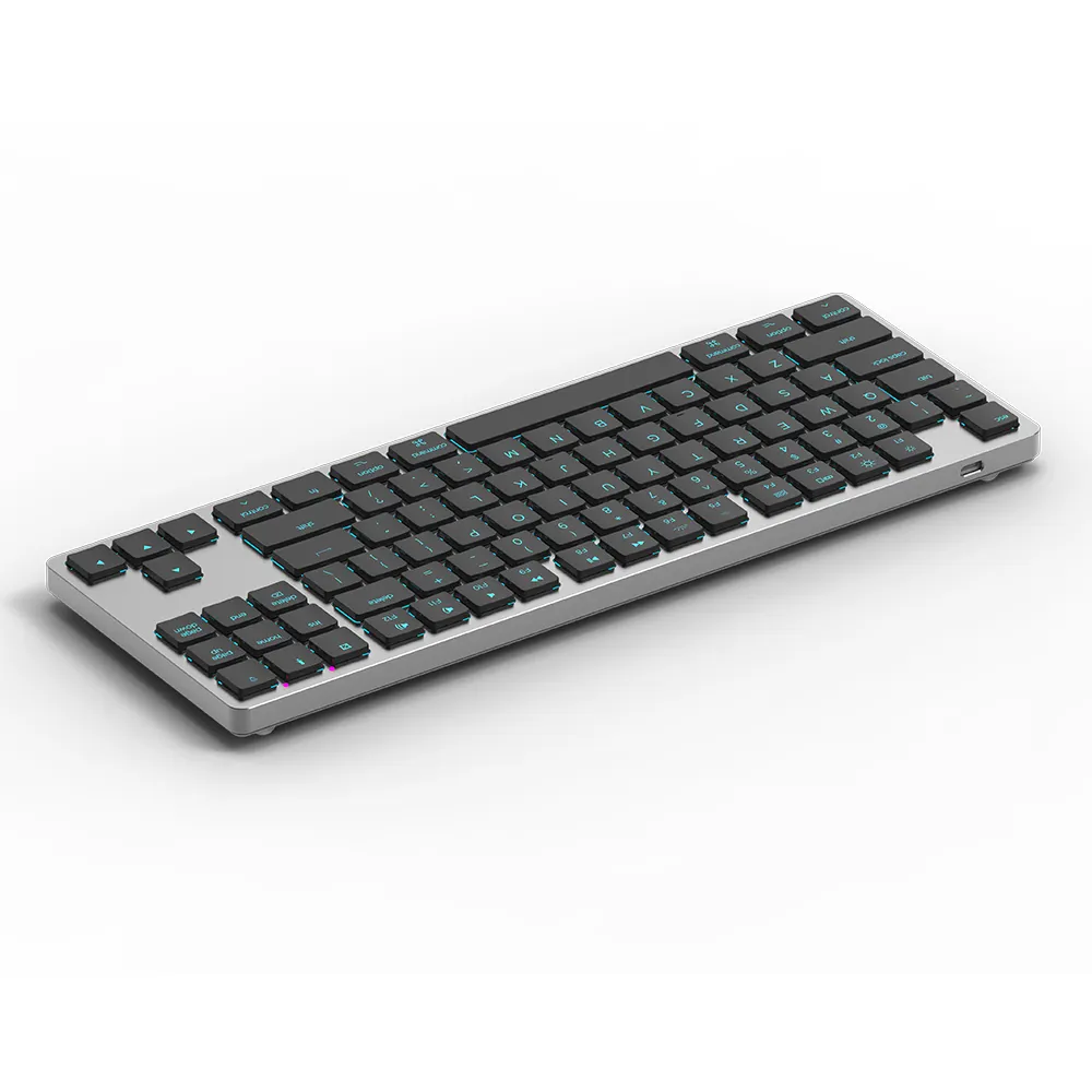 Factory Wholesale RGB Thin slim Mechanical Keyboard Aluminum top cover + ABS bottom compact design dual-system