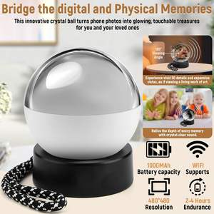 Lampe sphérique à mémoire 4 Go, boule de cristal électronique 3D magique avec lecteur de photos et vidéos numériques WiFi pour un cadeau d'anniversaire ou de la Saint-Valentin - Product Image 3