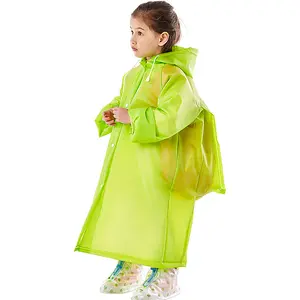 Green Fashionable Hot Selling EVA Children Raincoat Kids Clear Raincoat with Hood