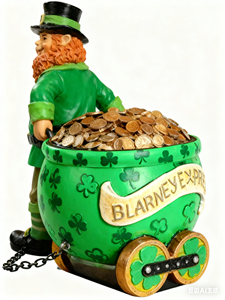 Décoration de bureau en résine faite à la main et peinte à la main, logo porte-bonheur de la Saint-Patrick, <span class=keywords><strong>train</strong></span> <span class=keywords><strong>irlandais</strong></span>, nain mignon, pièces d'or - Product Image 2