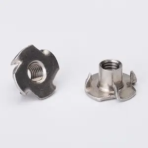 Các nhà sản xuất bán buôn 4 pronged gỗ chủ đề chèn M6 M8 t Nut thép không gỉ bốn Claw TEE NUT