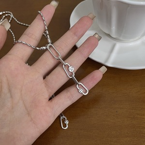 Collar coreano de plata de ley 925 con cara sonriente para mujer, estilo Ins, diseño de lujo, joyería con colgante de cadena Retro de alta gama - Product Image 3