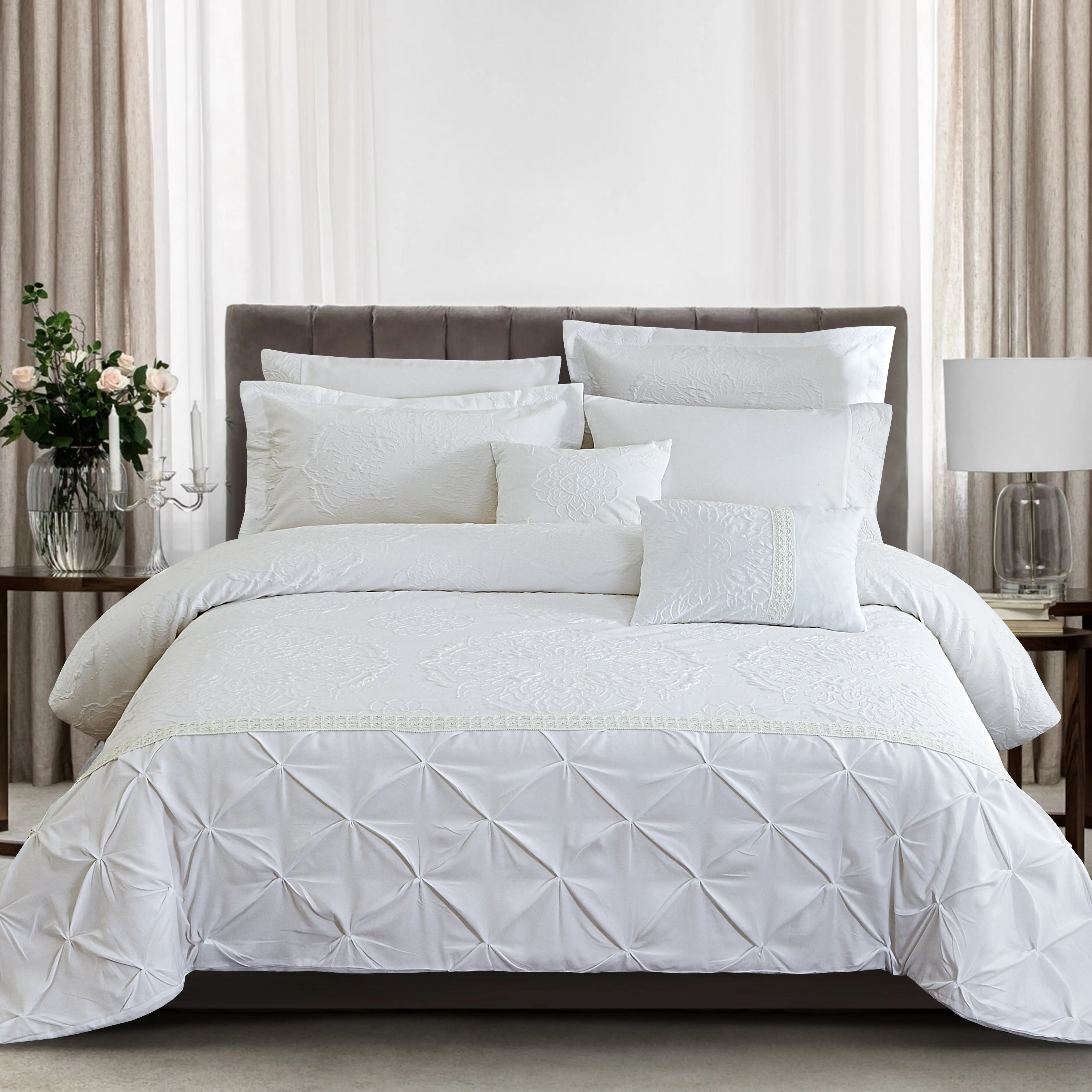 KOSMOS cotton bright color embroidery lace wholesale new design 3d bubble comforter set