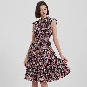 फ़ैक्टरी फ़ैशन अनुकूलित शिफॉन 100% कॉटन कैज़ुअल मिनी लेडीज़ ड्रेस