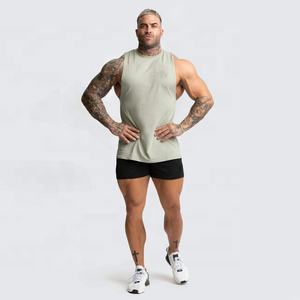 Débardeur de sport pour homme PIHA SPORTS, logo personnalisé, col rond, coton 160g, grande taille, pour la salle de sport - Product Image 3