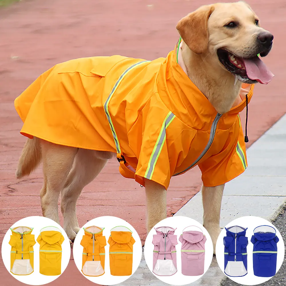 Özel silikon Logo etiketi su geçirmez köpek açık elbise Pet açık malzemeleri orta büyük köpek için köpek yağmurluk