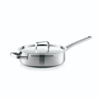 Poêle à frire en acier inoxydable 304 avec couvercle, fond triple couche, poêle à frire profonde, ustensile de cuisine polyvalent, fabricant OEM