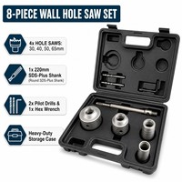 Set Bor Inti Beton BEILI TCT Wall Hole Saw Kit 8-22Pcs SDS Plus Max dengan Kotak Aluminium untuk Pemotong Batu Bata dan Tembok