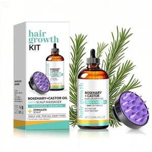 Aceite Capilar de Romero y Ricino de Marca Privada + Set de Masajeador para el Cuidado del Cabello 120ml para Cabello Seco, Dañado y con Puntas Abiertas - Product Image 1