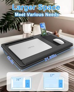 202506 xách tay lớn máy tính xách tay bàn cho giường lên đến 17 inch <span class=keywords><strong>Lap</strong></span> Pad khay với cổ tay phần còn lại chuột Pad máy tính bảng điện thoại khe cắm di động xử lý - Product Image 2