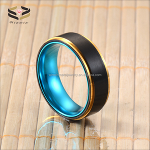 Hot Selling <strong>Titanium</strong> <strong>Ring</strong> for Men Fashion Jewelry <strong>Black</strong> and Gold Plated Turquoise Aluminum Inner <strong>Titanium</strong> Wedding <strong>Ring</strong> - Product Image 5
