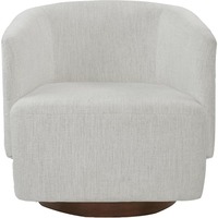 Chaise d'Appoint Pivotante Ivoire Moderne, Fauteuil en Tissu Performance avec Base en Bois pour le Salon, la Chambre ou le Coin Lecture