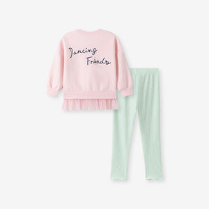 Kinder Mädchen Kleidung Set Langarm Pink Sweatshirt und Green Legging Autumn Cute Outfit für 2-7Y - Product Image 4