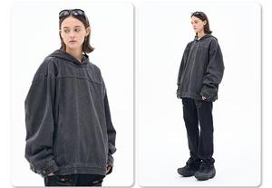 Sudaderas con Capucha de Mezclilla de Algodón de Invierno Ecológicas de 380 g/m², Holgadas, Sin Cordones, de Alta Calidad, Unisex - Product Image 4