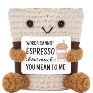 Muñeco de Ganchillo Hecho a Mano con Forma de Taza de Café, Adorno de Escritorio Tejido con Hilo Marrón, Regalo - Product Image 3