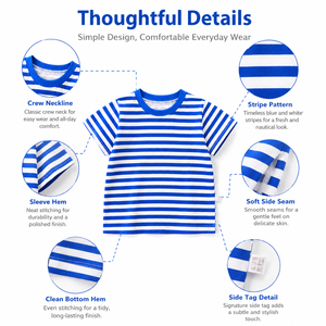 T-shirt a Righe in Cotone per Bambini, Manica Corta, Girocollo, Estivo, Casual, per <span class=keywords><strong>Ragazzi</strong></span> e Ragazze, <span class=keywords><strong>Abbigliamento</strong></span> Trendy per Bambini all'Ingrosso - Product Image 6