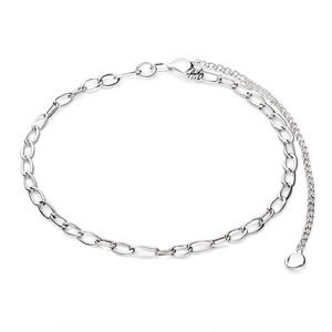 Classic Rhodium Plated <b>Cuff</b> <b>Bracelet</b> with Bezel Setting Inlay Elegant Style and Rhodium Plating - Product Image 2