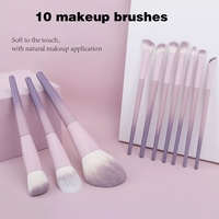 Ensemble de 10 pinceaux plats portables pour le maquillage du visage et des yeux – Correcteur, sourcils, fard à paupières, poudre libre, blush – Vente en gros