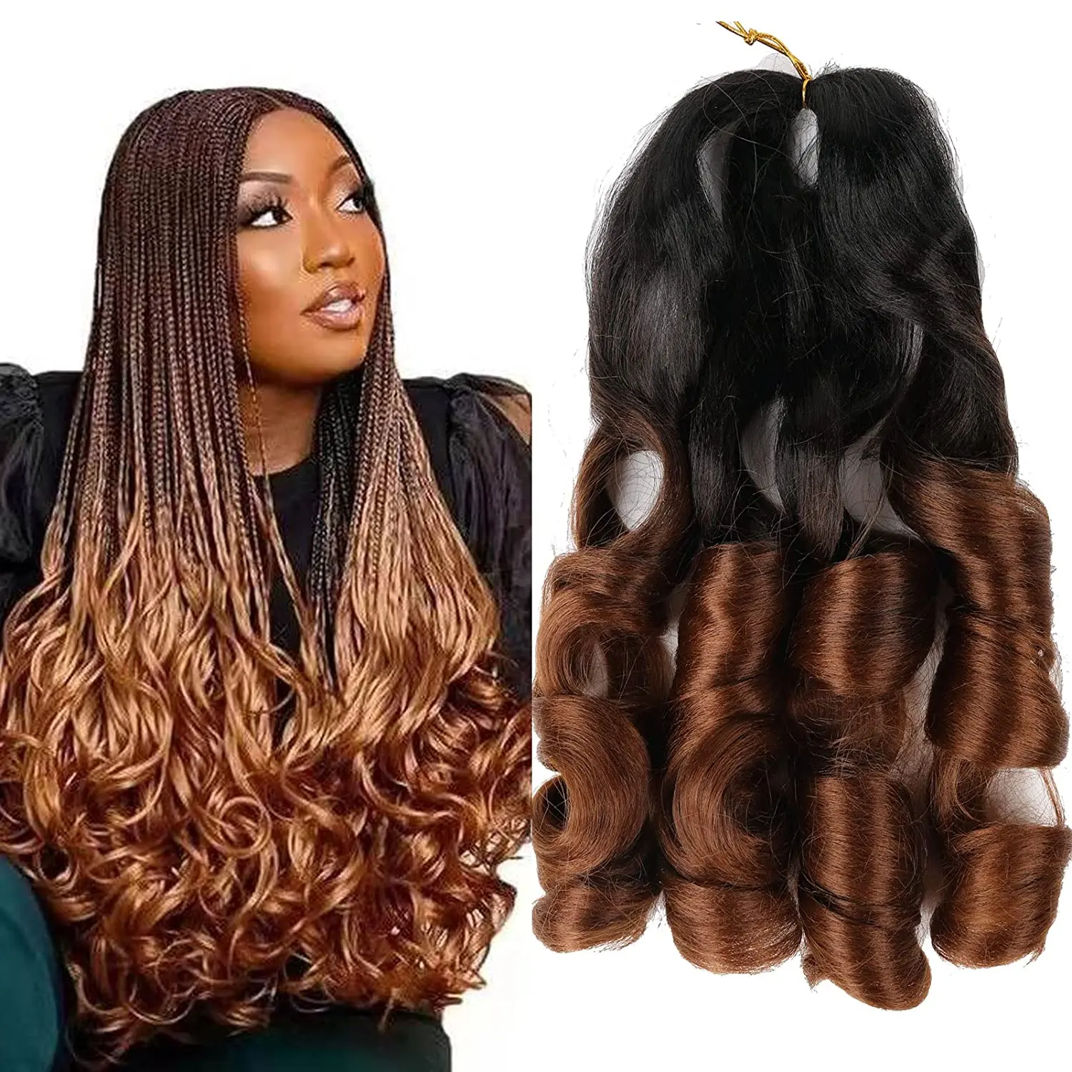 LINDALHAIR wholesale curly rack extension pre stretched ombre kanekalon braids french curl braiding hair for black people