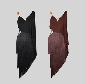 LOGO personalizado 2025 <span class=keywords><strong>nueva</strong></span> llegada vestido de baile latino para mujer transpirable de secado rápido vestido de tirantes señoras Samba <span class=keywords><strong>Rumba</strong></span> vestido de práctica - Product Image 6