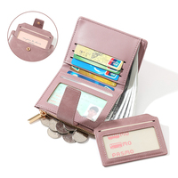Dompet Wanita TAOMICMIC Kasual Pendek Lipat Dua 2 in 1 Penyimpanan Uang Koin Slot Kartu Banyak Bahan PU Portabel Dompet Harian Wanita