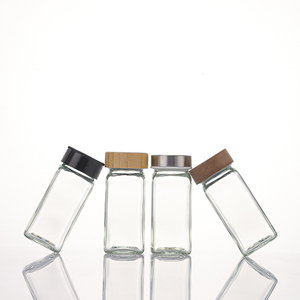 Pot de rangement carré miniature personnalisé pour cuisine, 120 <span class=keywords><strong>ml</strong></span>, récipient à épices, pot à poivre et piment en verre avec couvercle doseur - Product Image 1