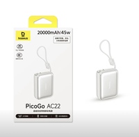 Banque d'alimentation ultra mini Baseus PicoGo AC22 avec câble USB-C intégré 20000mAh 45W Noir cosmique E00294 En stock