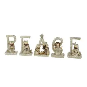 Custom resin peace letters ornament decoration Christmas nativity set sign