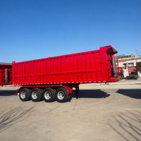 Semi-remorque benne arrière en acier en forme de U à quatre essieux, capacité 50 tonnes, prix direct usine, pour le transport