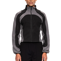 Veste polaire double face personnalisée pour homme, avec blocs de couleur, fermeture éclair intégrale, col montant, patchwork, coupe-vent, pour sports de plein air
