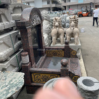 Mausolée chinois personnalisé en granit brun naturel poli, pierre tombale, stèle funéraire, monument commémoratif, conception sur mesure