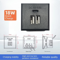 Chargeur de table USB Type-C avec charge rapide 18W, matériau PVC, courant nominal 3A, 1 port USB-C et 2 ports USB-A