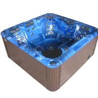 Bain à remous de luxe rectangulaire autoportant, grande taille, portable, pour 5 personnes, avec hydromassage et jets d'air