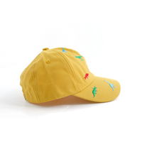Vente en gros personnalisé broderie 3D coton 6 panneaux bord incurvé réglable Gorras enfants mignons enfants dessin animé dinosaure casquette de Baseball